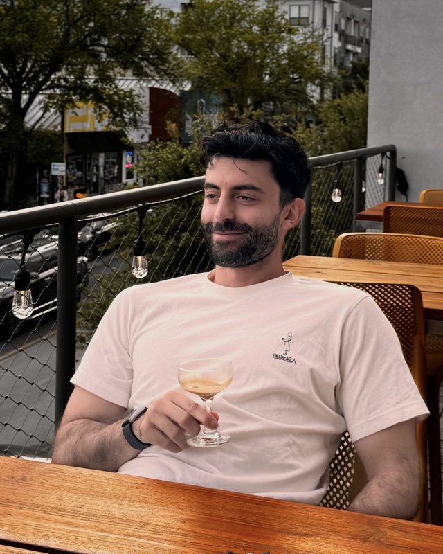 At a cafe, taking it easy.