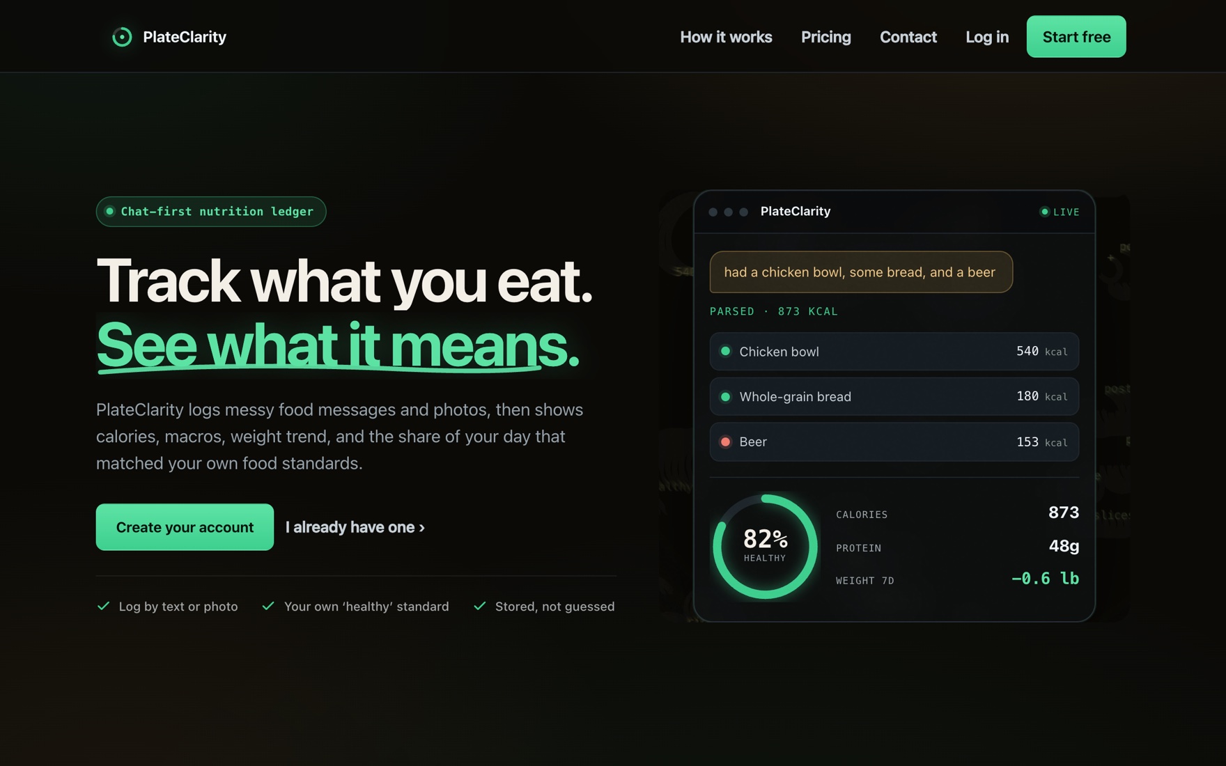 PlateClarity: track what you eat, see what it means.